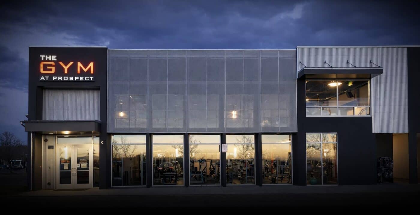 The exterior of The Gym at Prospect at 2030 Ionosphere St, Unit C, Longmont, CO 80504.