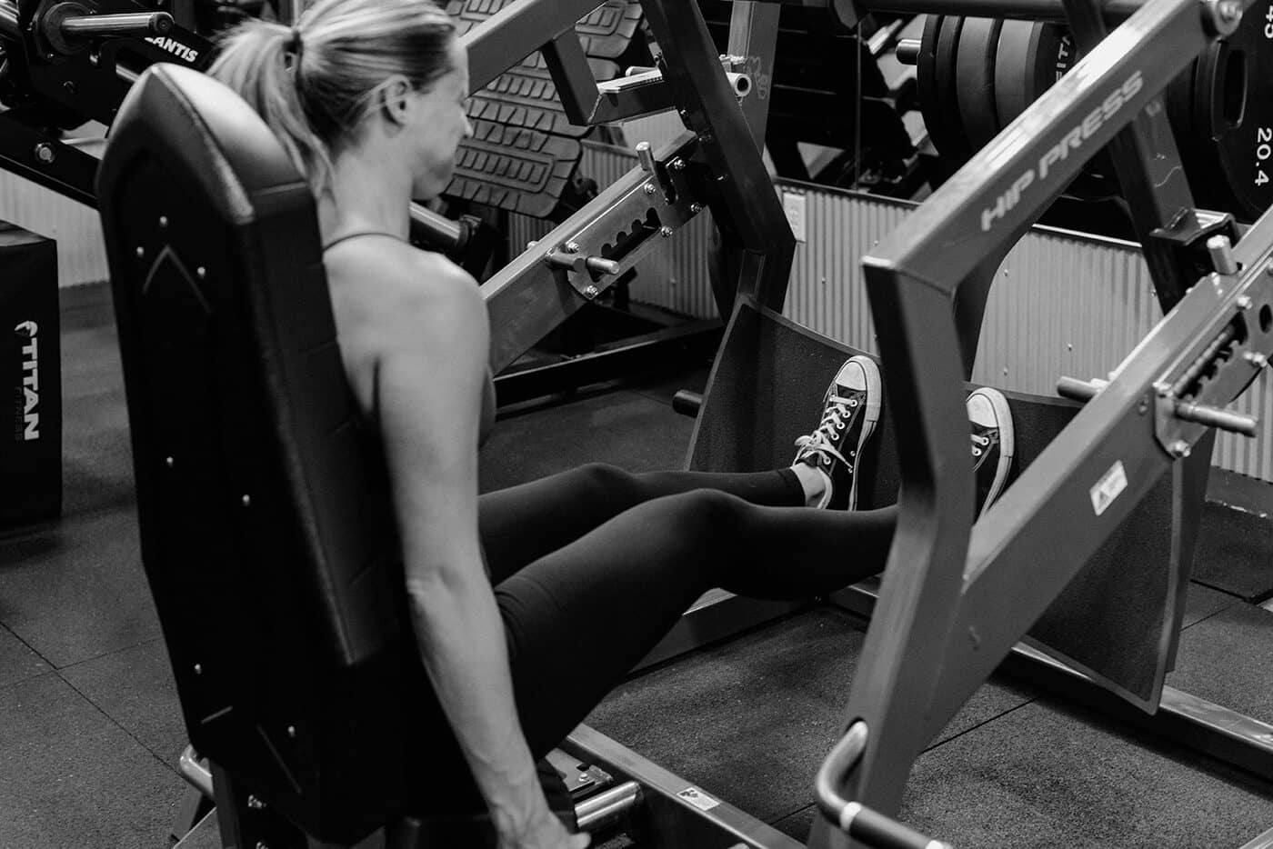 A member training alone on the floor at The Gym at Prospect.